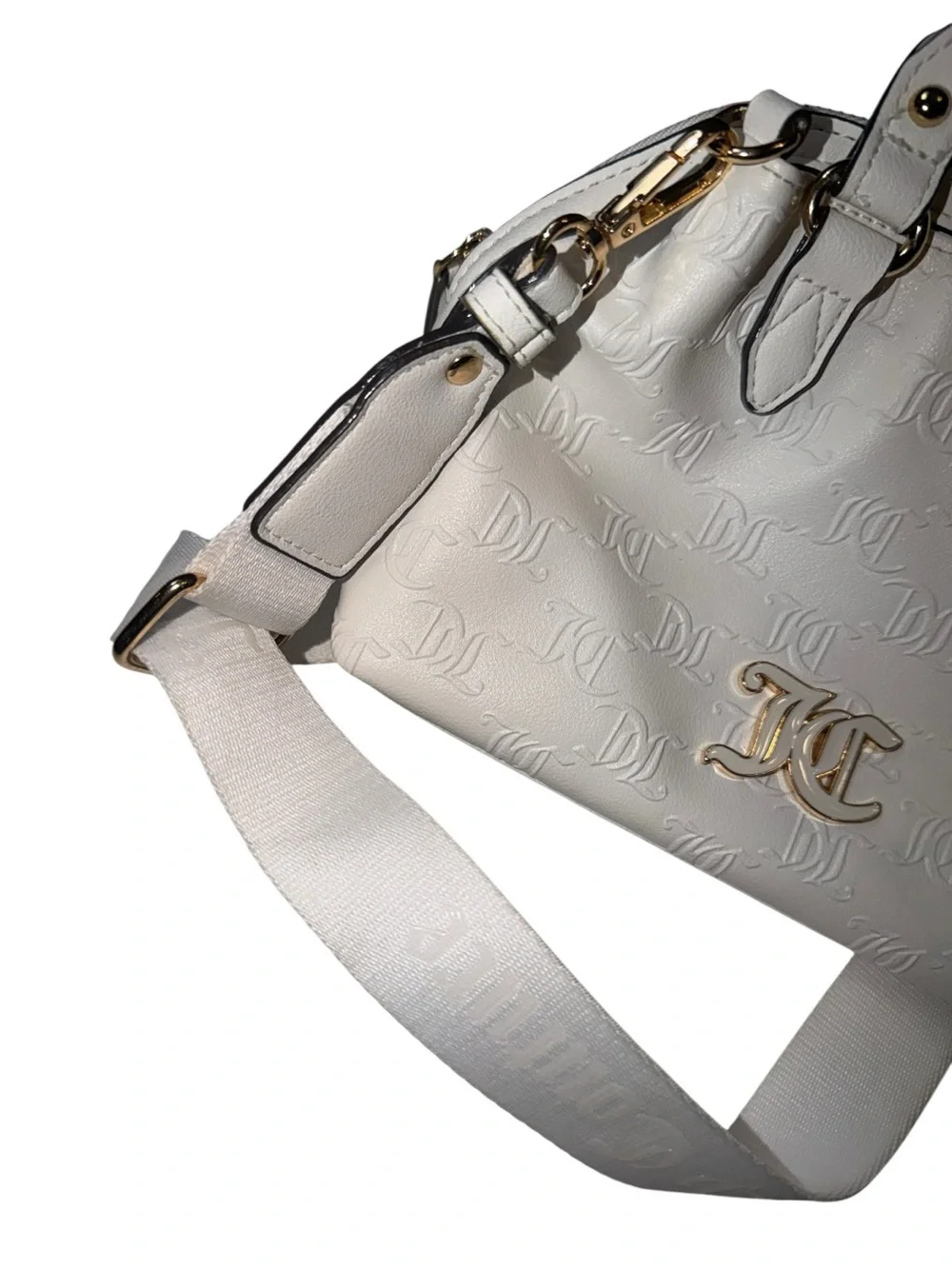 Juicy Couture White Embossed Satchel with Removable Logo Pouch